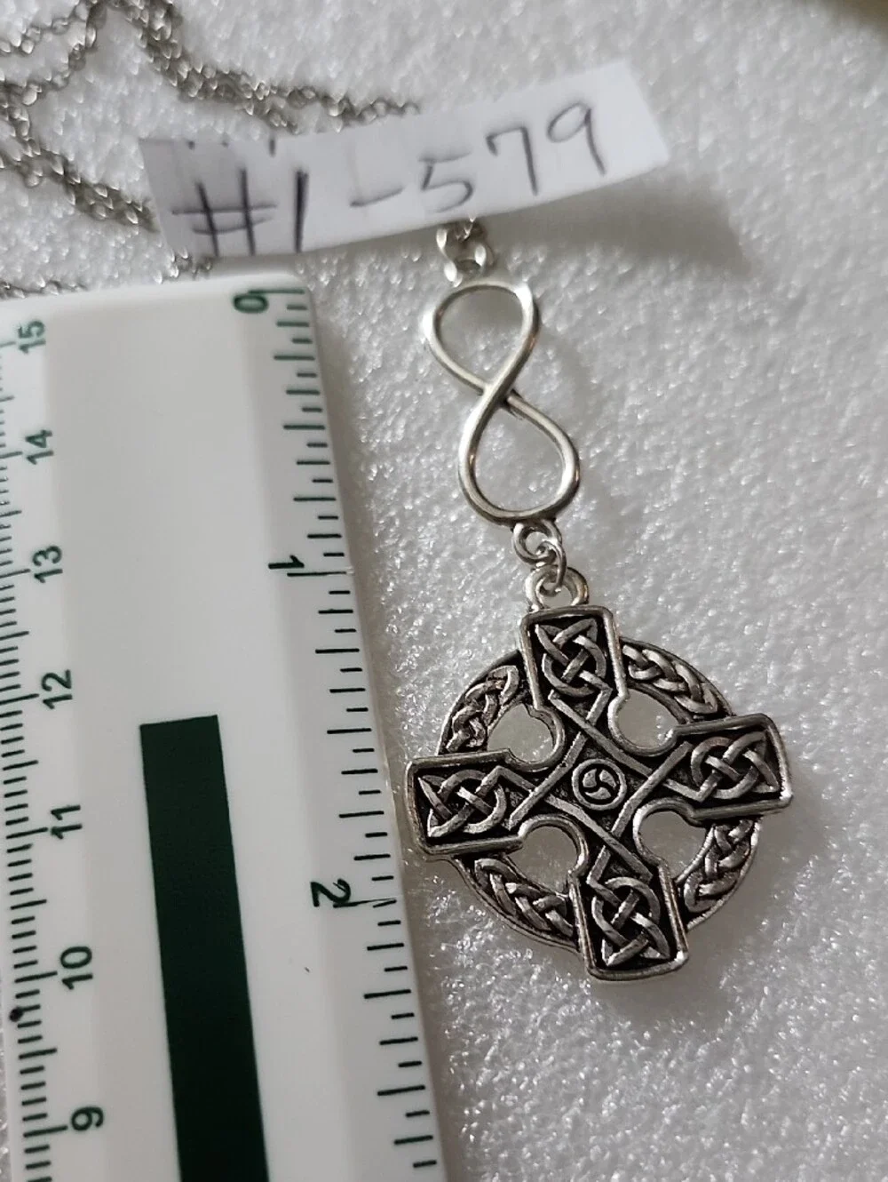 Hand Crafted Silver Celtic Cross Necklace with Infinity Link